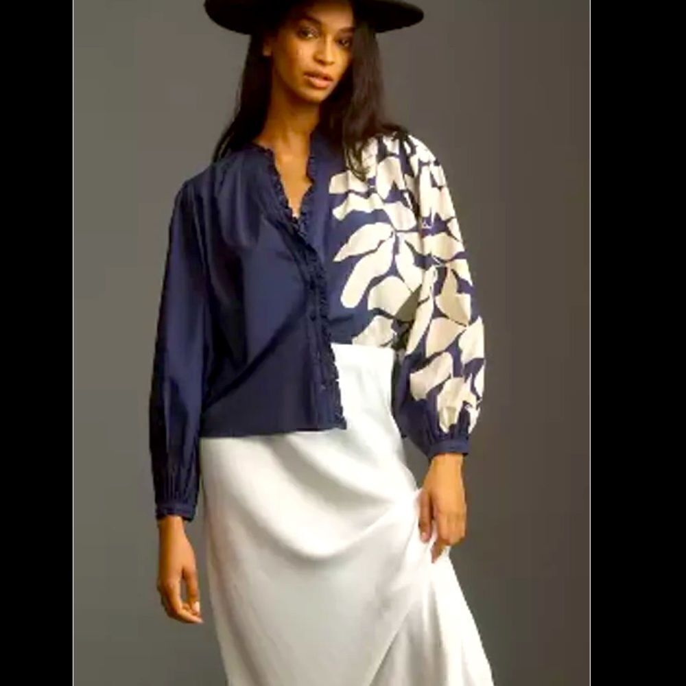 Forever That Girl smocked eyelet blouse